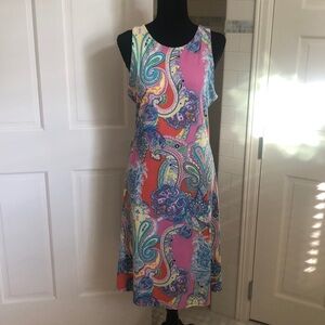 Lauren Ralph Lauren paisley jersey a-line midi dress, size L.